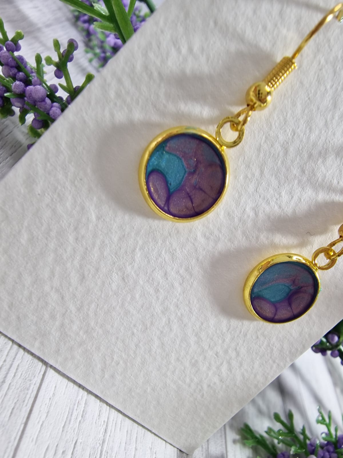 Bezel Drop earrings Pair Blue/purple