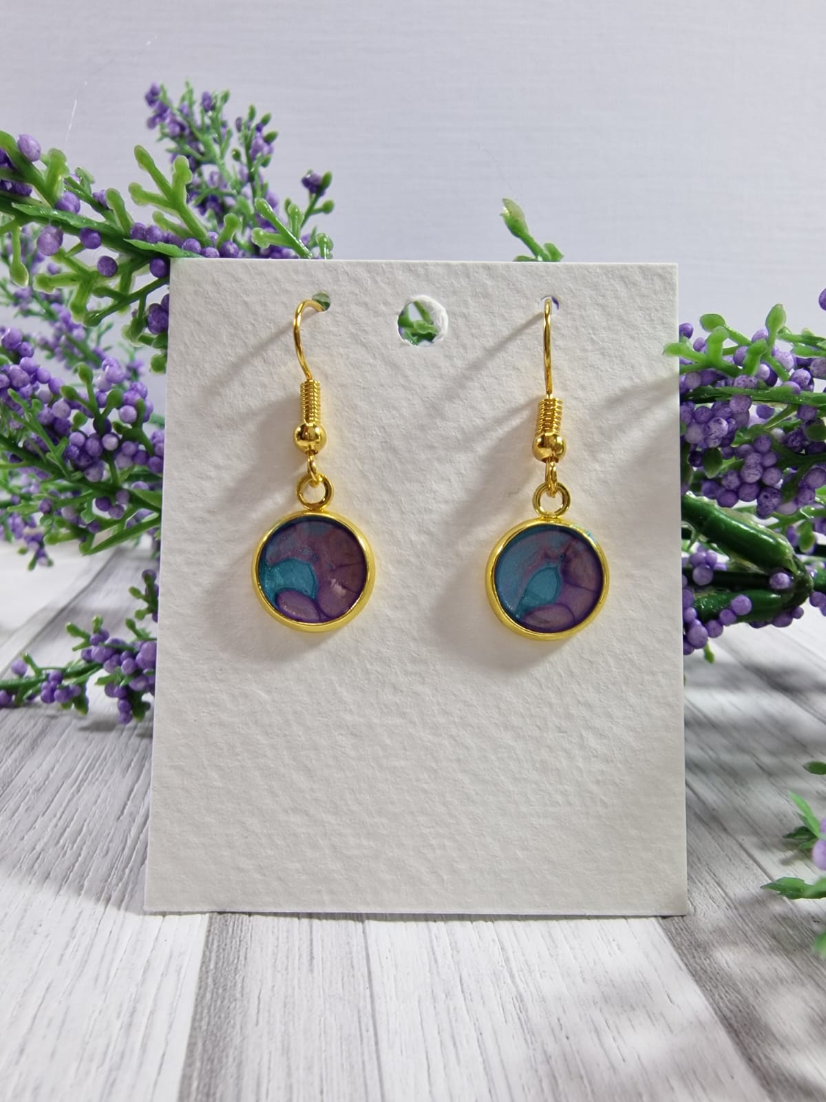 Bezel Drop earrings Pair Blue/purple
