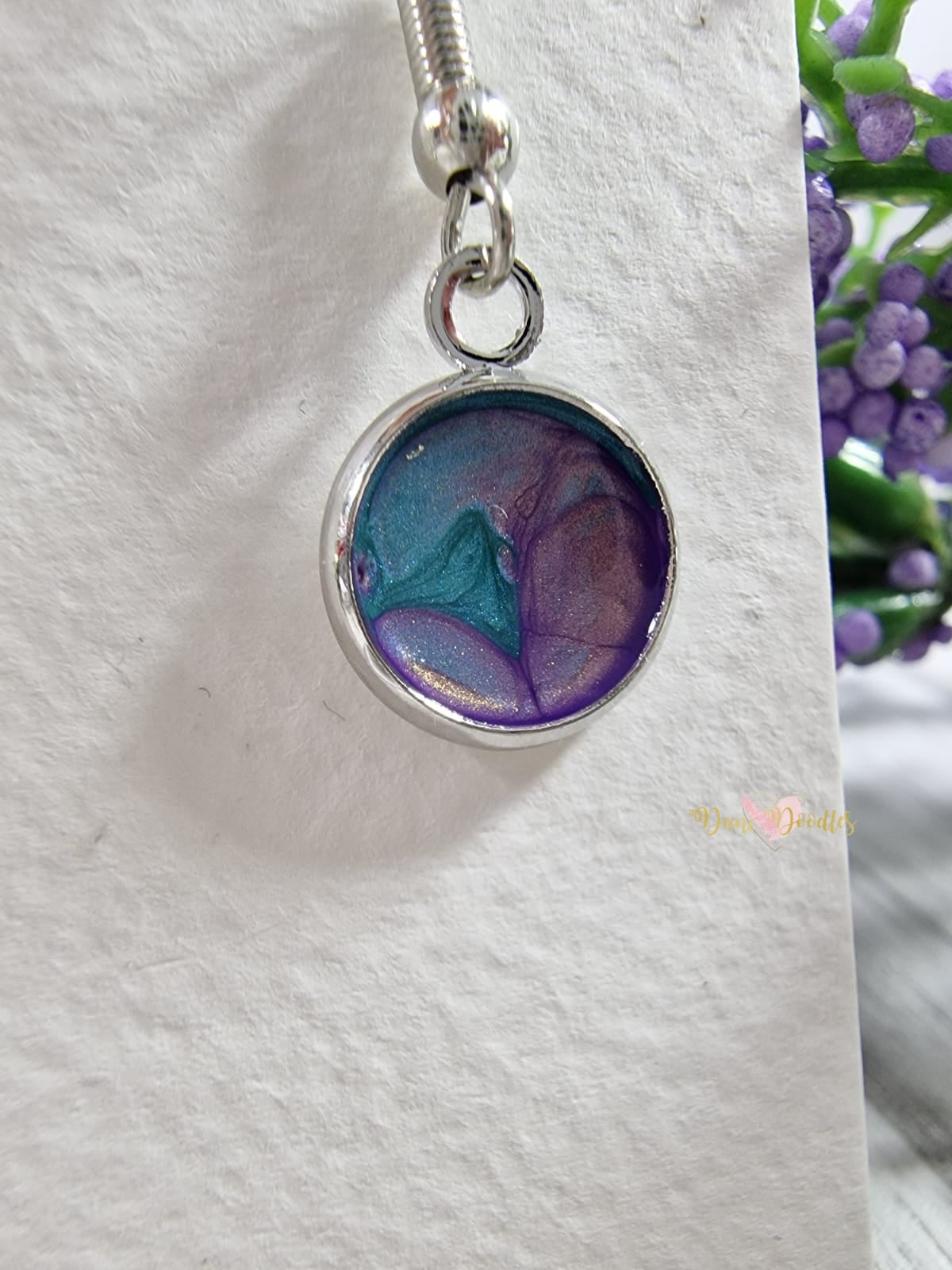 Bezel Drop earrings Pair Blue/purple