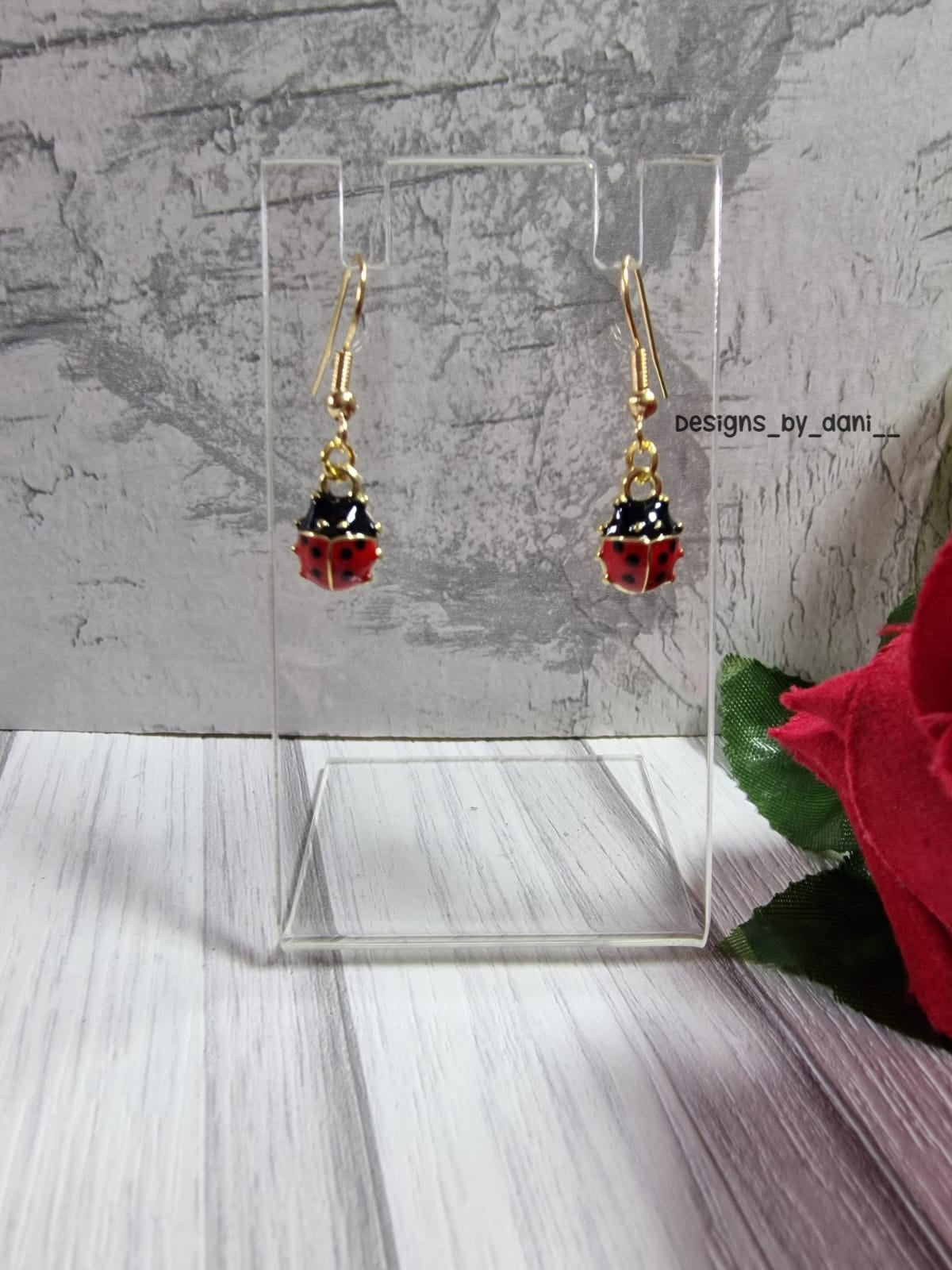 Ladybird Ladybug Metal Earring Pair