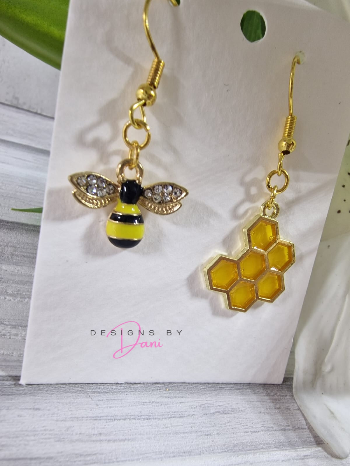 Bee and Honeycomb Earring Pair