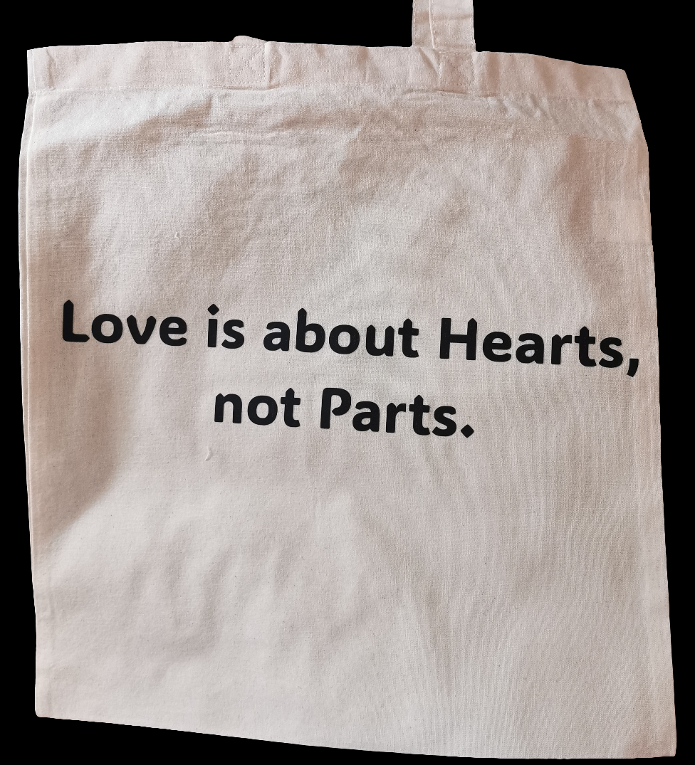*SECONDS* LGBTQ Friendly Natural Cotton Shopping Bag - Love Is About Hearts