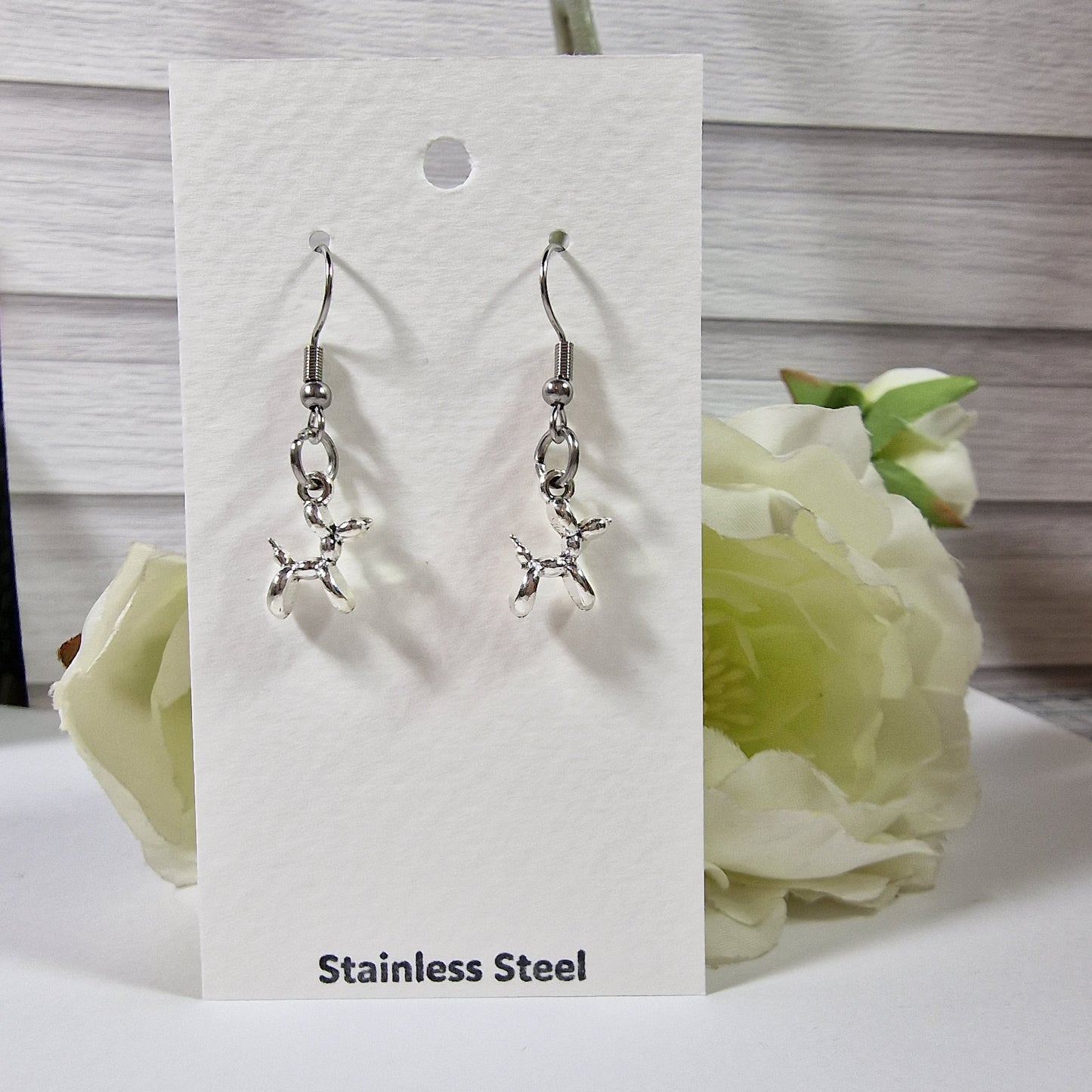 Earring Pair Balloon Animal Silver Colour