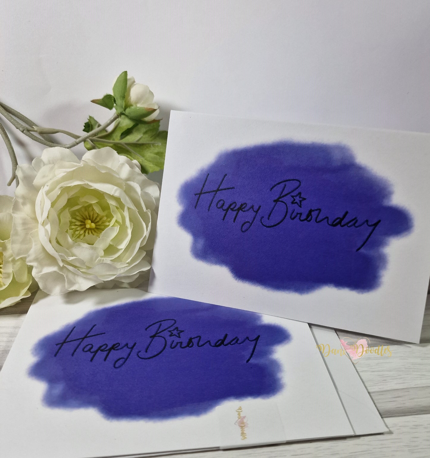 Printed Greeting Card Happy Birthday Blue Haze