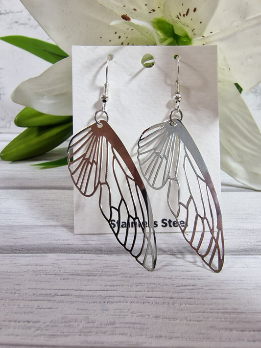 Silver Colour metal Fairy Wing Earrings