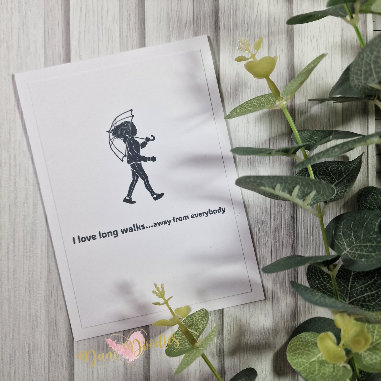 Silhouette Handmade card I Love Long Walks