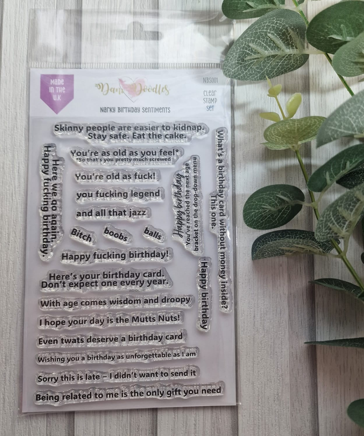 Narky Birthday Sentiments a6 stamps