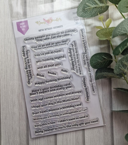 Narky Birthday Sentiments a6 stamps