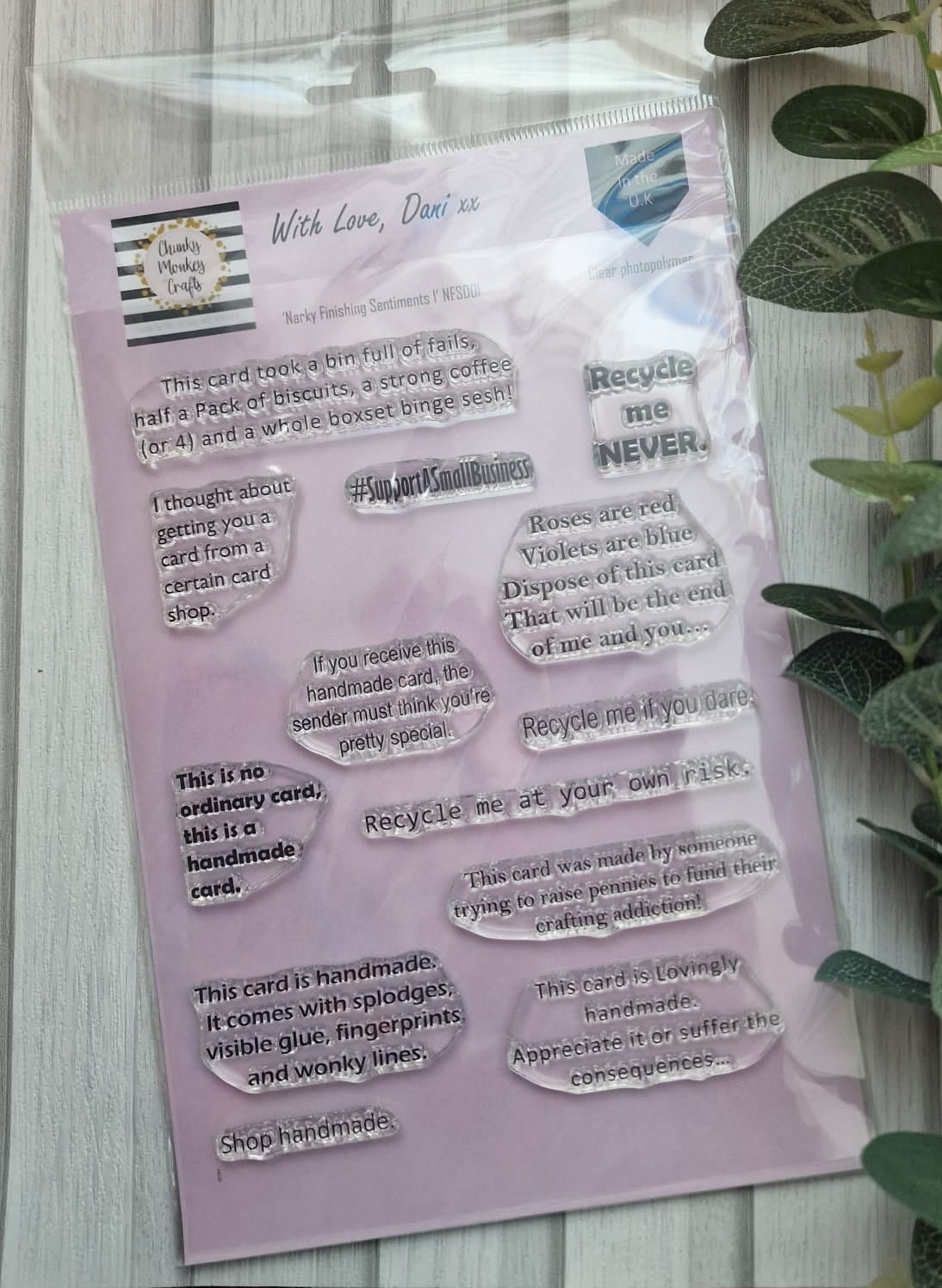 Narky Finishing Sentiments a5 stamps