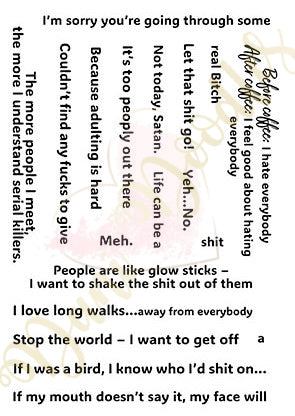 Narky Life Affirmations a6 stamps