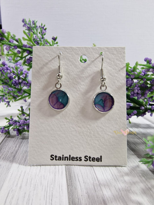 Bezel Drop earrings Pair Blue/purple