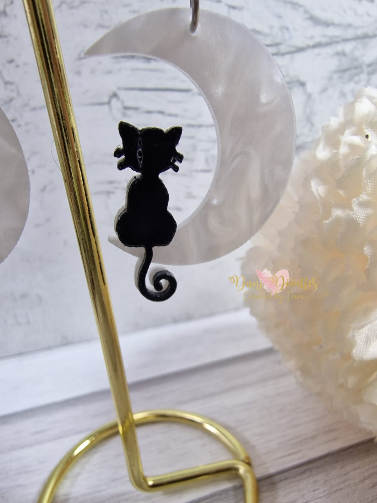 Cat on Moon Earrings
