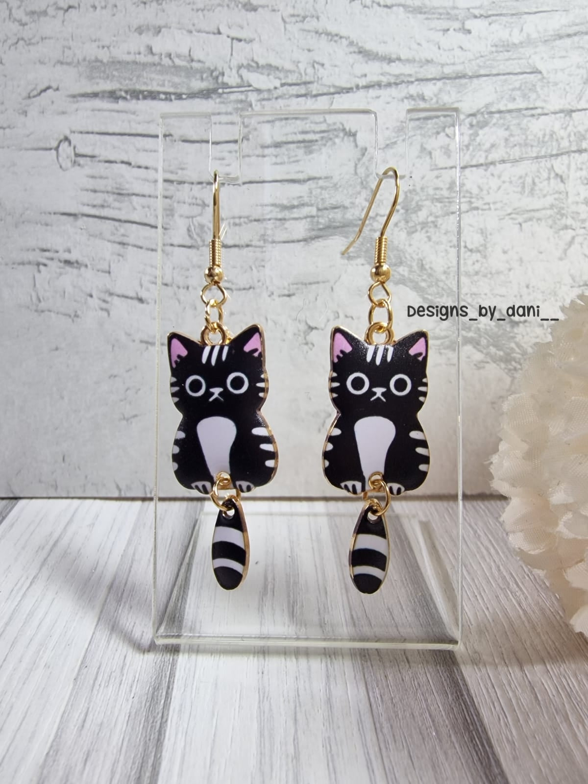 Cat Pendant Drop Earrings