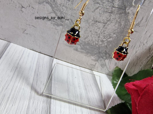 Ladybird Ladybug Metal Earring Pair