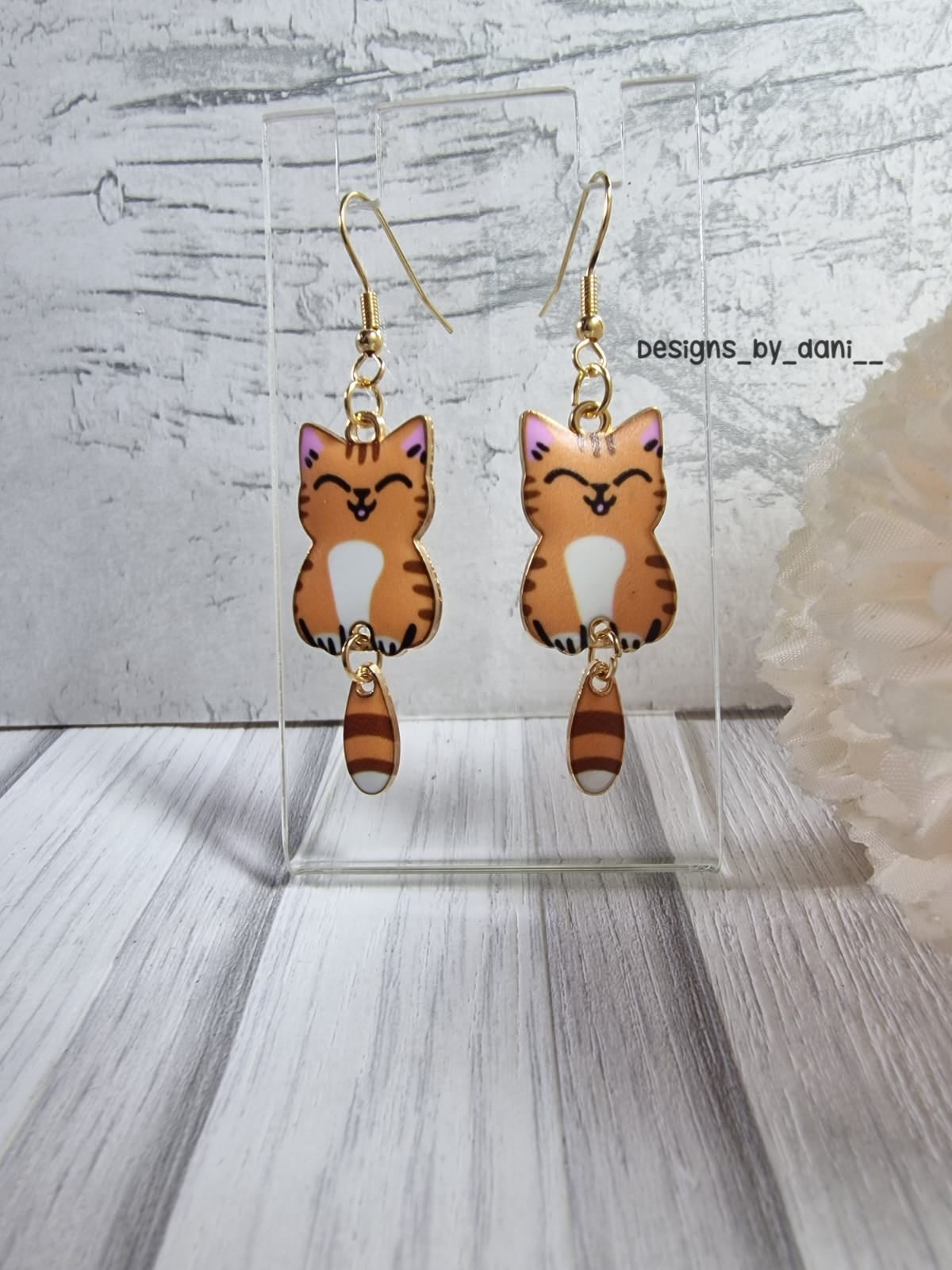 Cat Pendant Drop Earrings