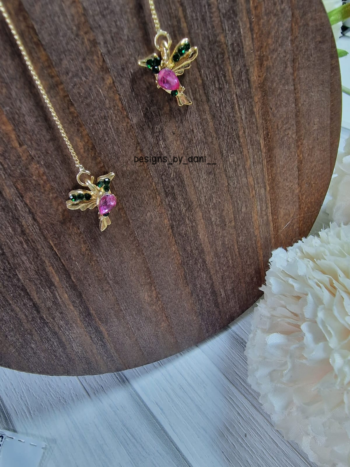 Pink Bird Drop Earrings