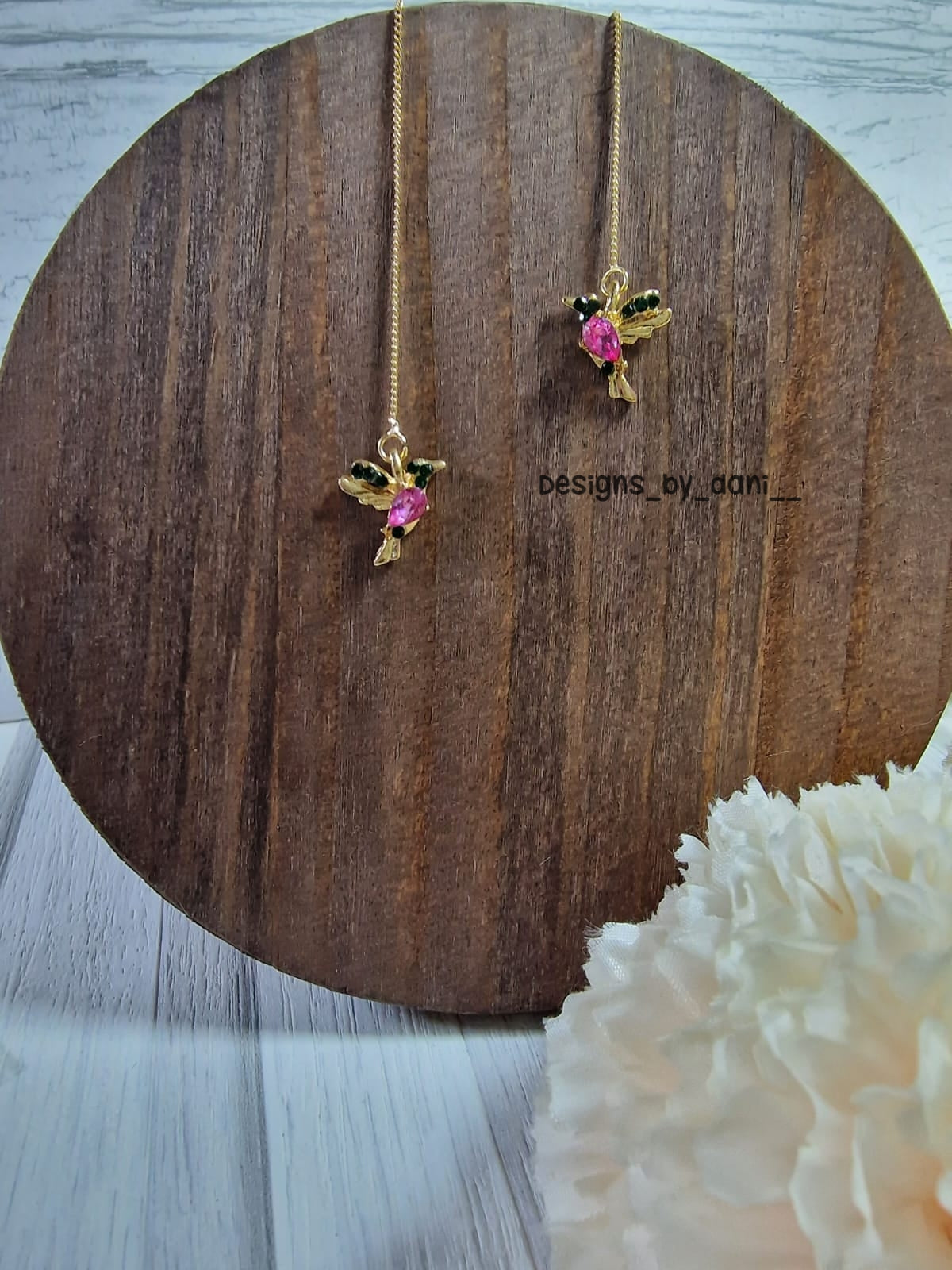 Pink Bird Drop Earrings