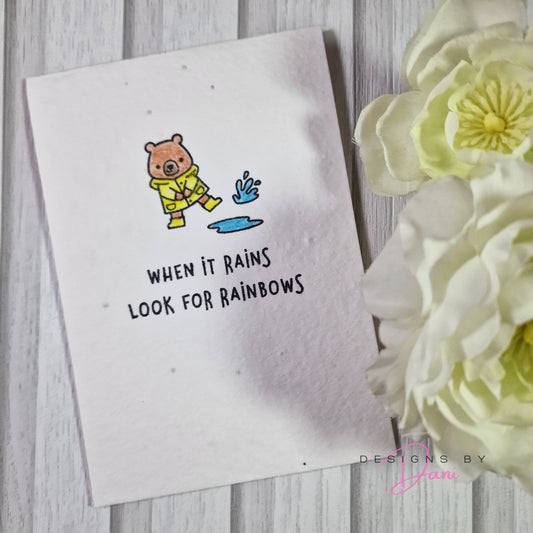 Wildflower handmade Card -  When It Rains