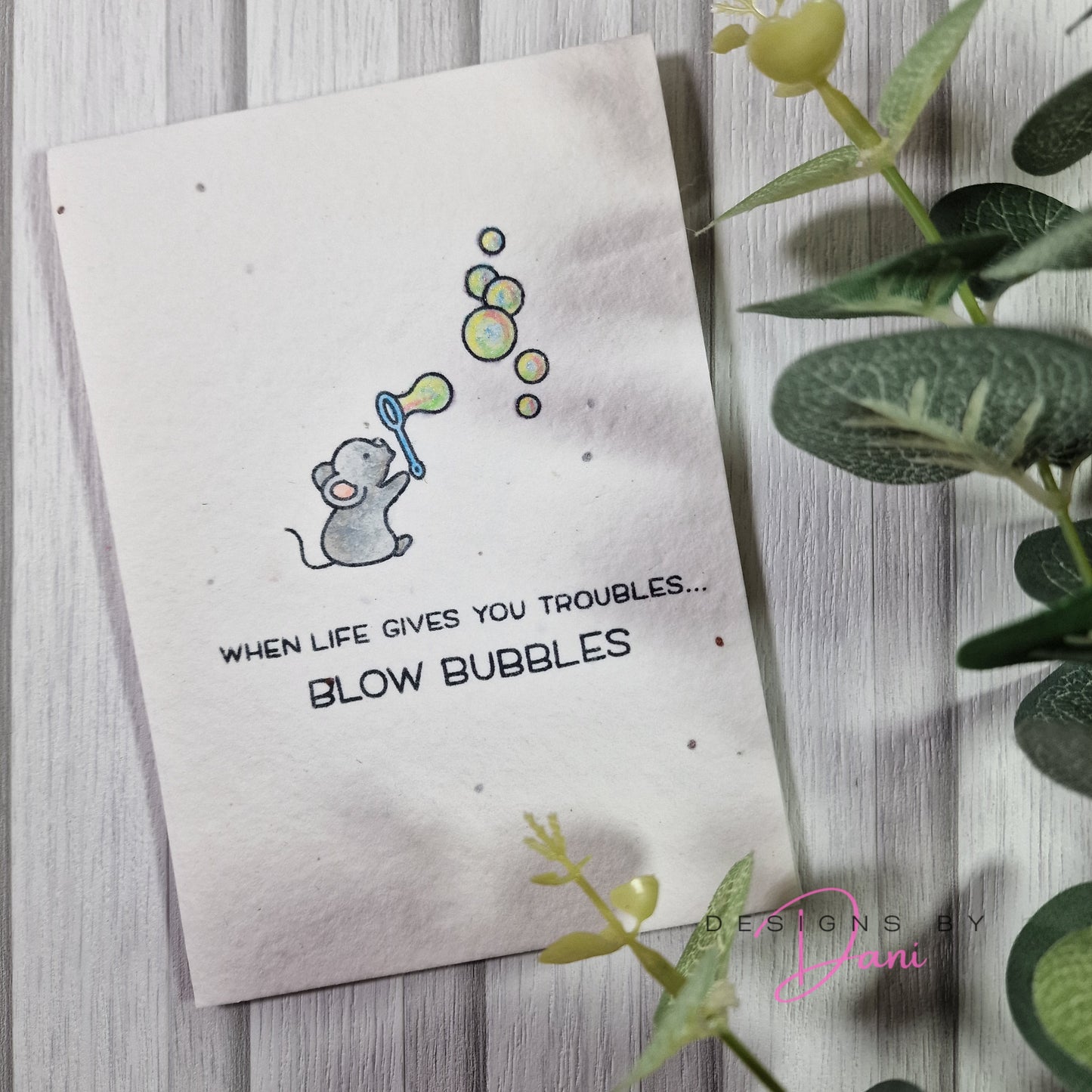 Wildflower Handmade Card - Bubbles