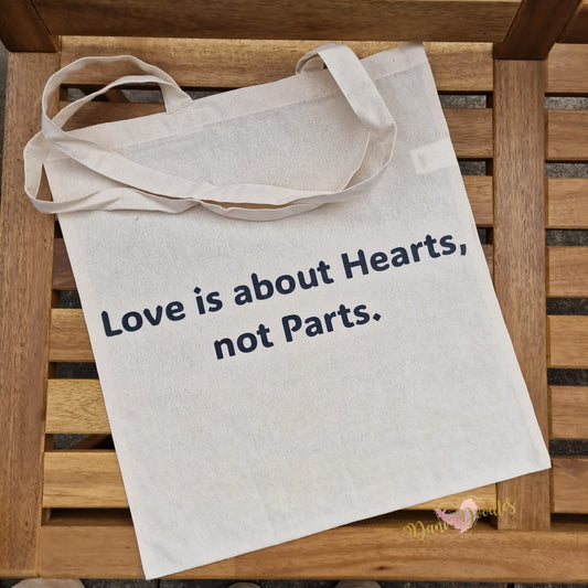 LGBTQ Friendly Natural Cotton Shopping Bag - Love Is About Hearts