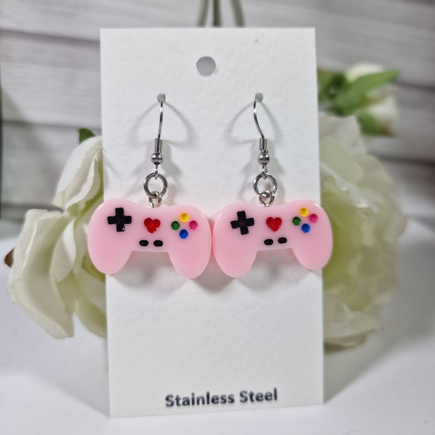 Games Controller Pink Earring Pair