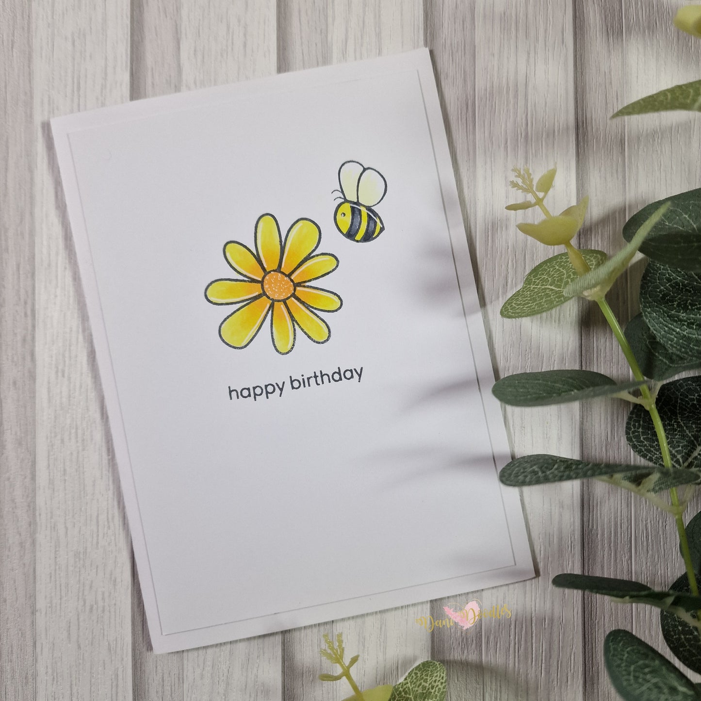 Handmade card Happy Birthday Bee with Flower