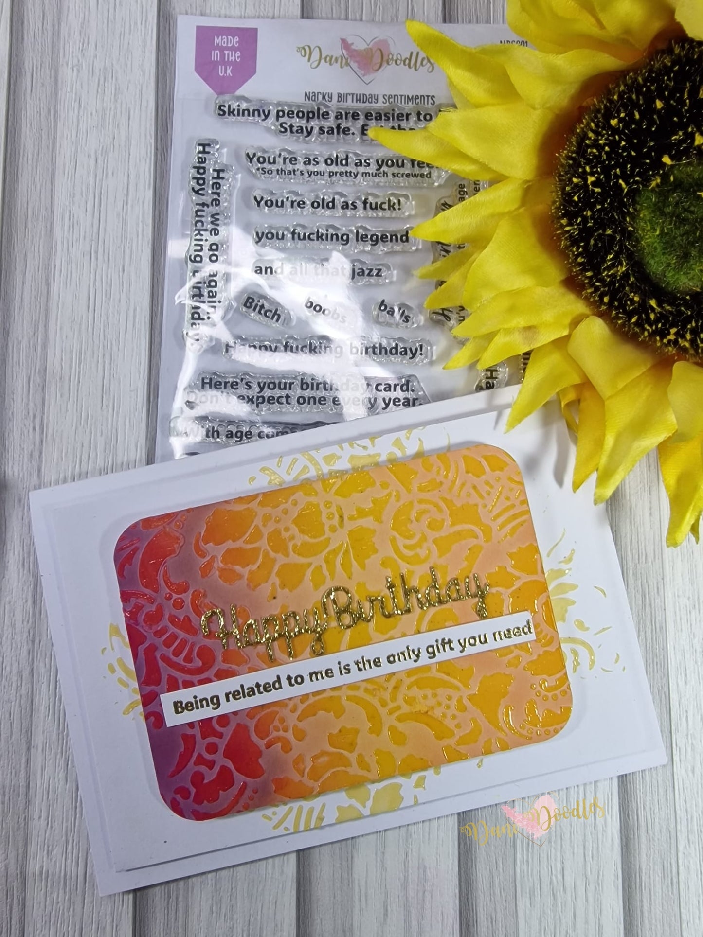 Narky Birthday Sentiments a6 stamps