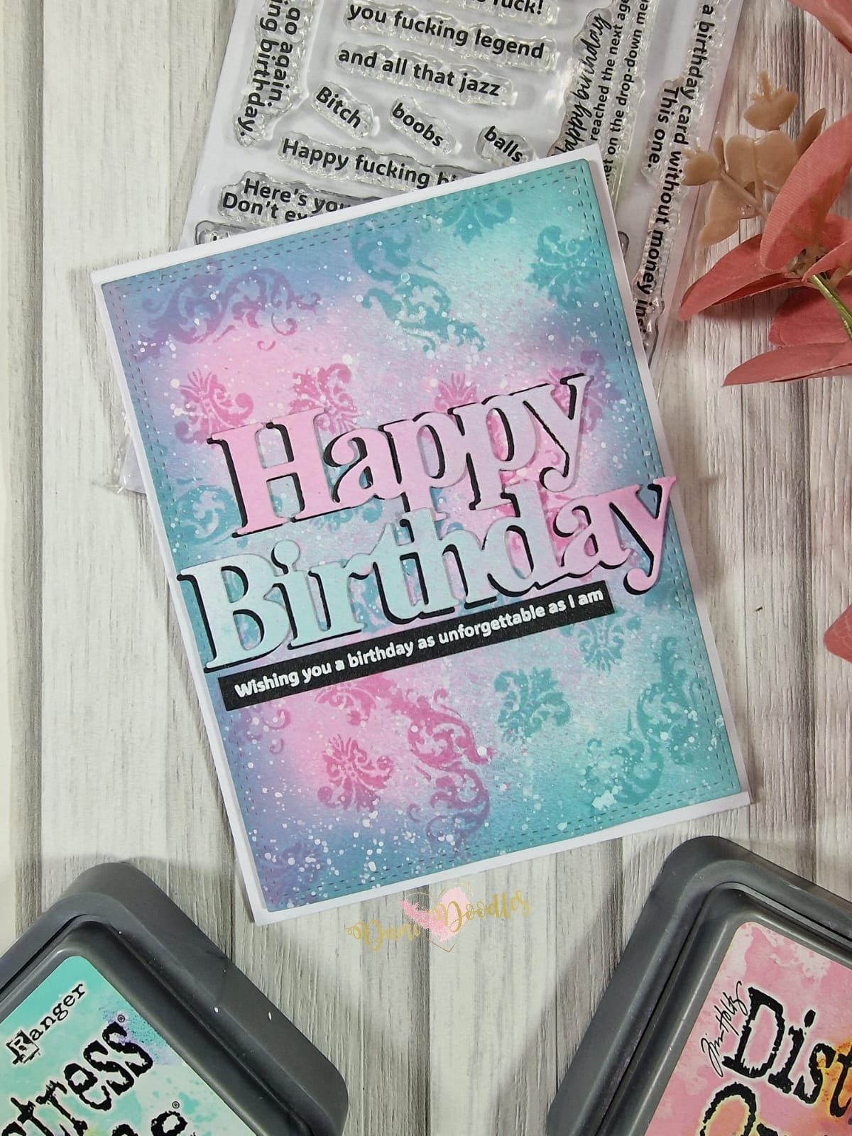 Narky Birthday Sentiments a6 stamps