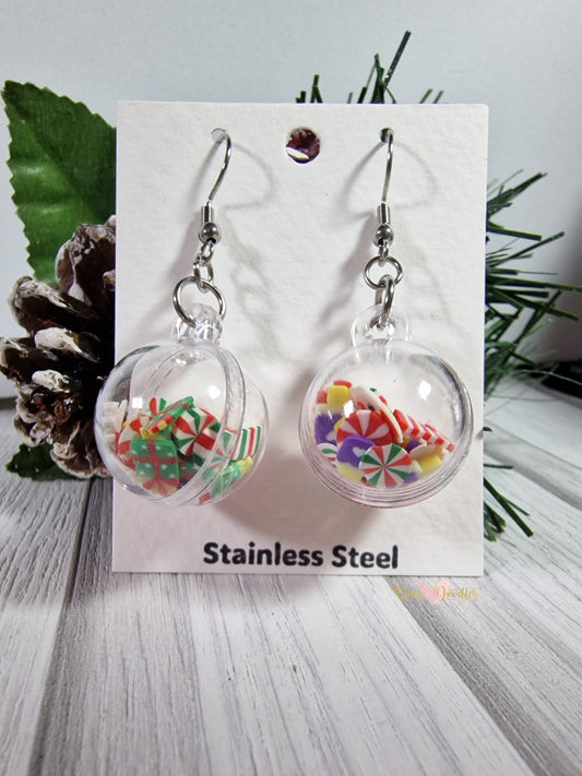 Christmas Filled Bauble Earrings Pair